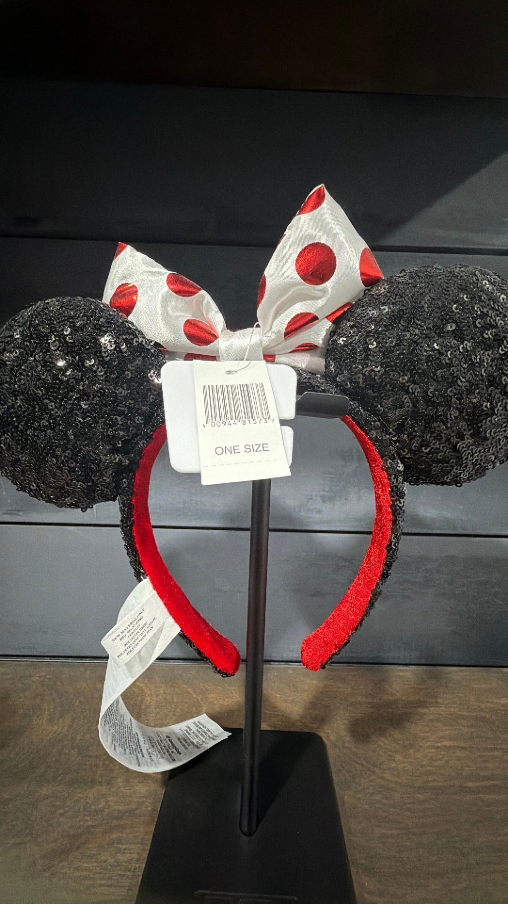 Disney Parks Minnie Mouse Polka Dots White Bow Headband New with Tag