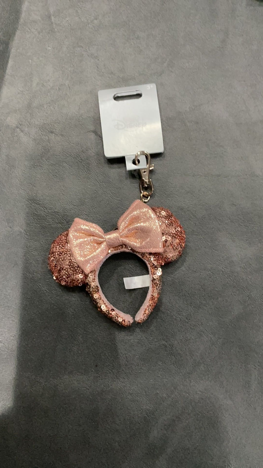 Disney Parks Bag Charm - Rose Gold Minnie Mouse Sequin Ear Headband