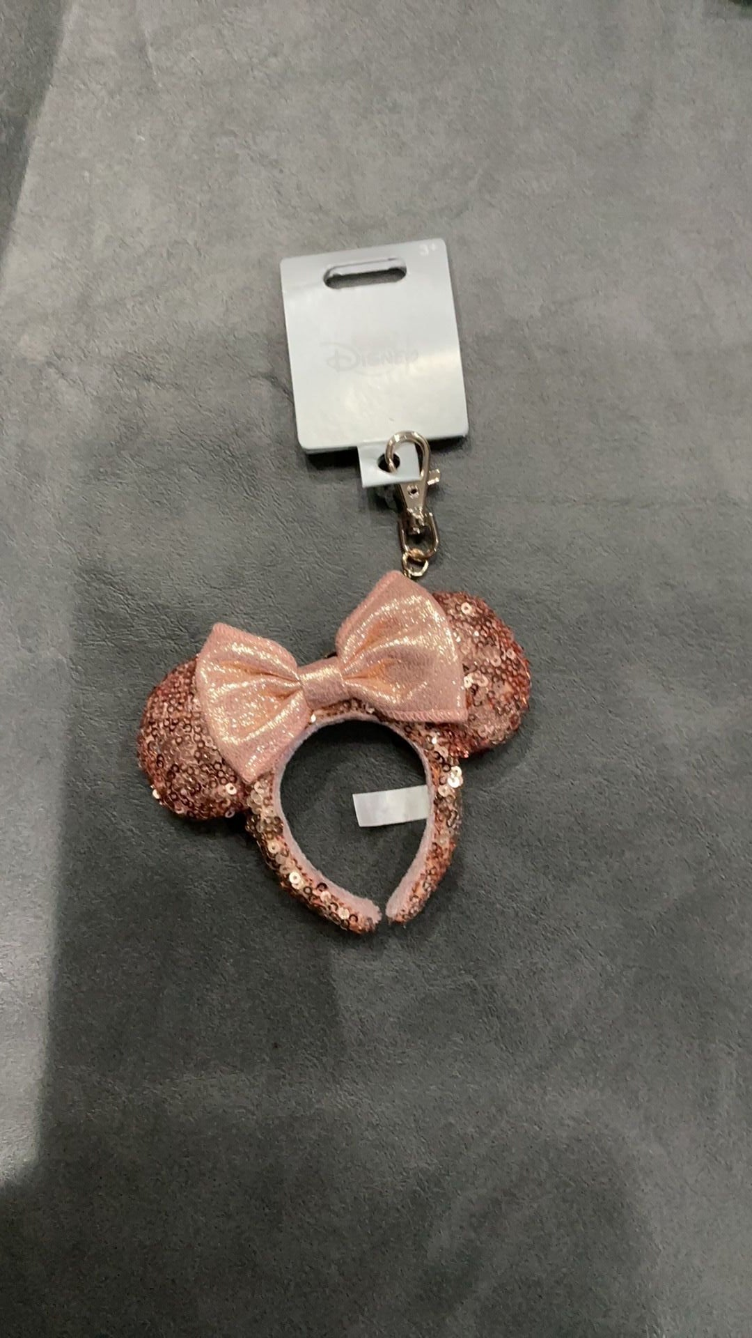 Disney Parks Bag Charm - Rose Gold Minnie Mouse Sequin Ear Headband