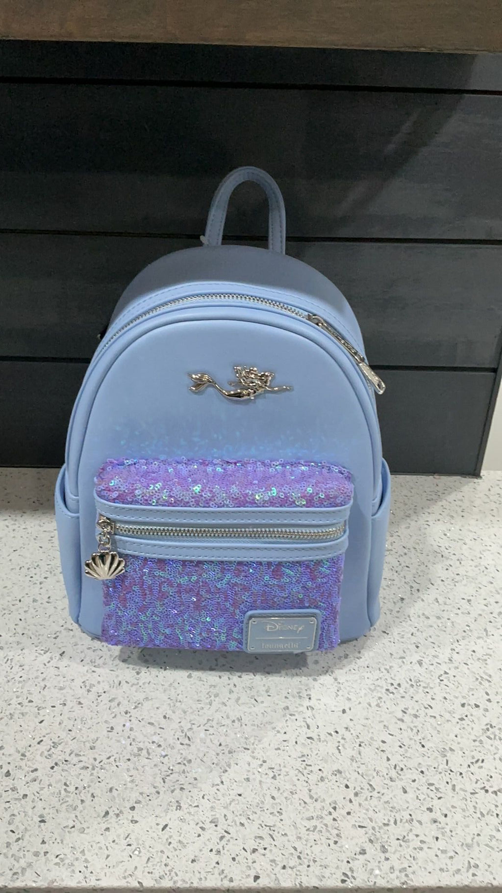 Loungefly Disney Little Mermaid Ariel Purple Lavender Pastel Sequins Mini Backpack