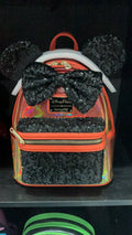Disney Parks NWT Halloween Minnie Orange Vinyl Sequin Loungefly Mini Backpack New