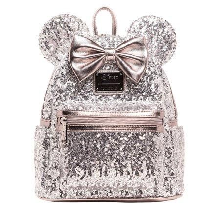 Loungefly NWT Disney Minnie Mouse Gray Sequin Backpack