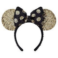Disney Minnie Ears Headband - Gold Sequined Ears with Black / Gold Bow