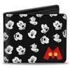 Buckle-Down Disney Wallet Bifold Mickey Mouse Expressions Button Logo Black White Red Yellow Vegan Leather