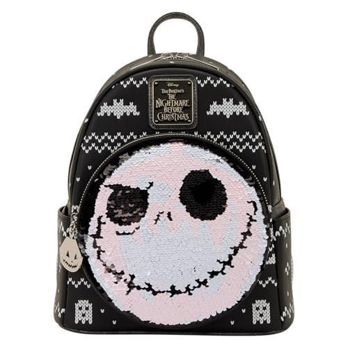 Loungefly Jack Skellington Reversible Sequins Mini Backpack - the Nigh, Black and Silver - Loungefly - Spirit Halloween