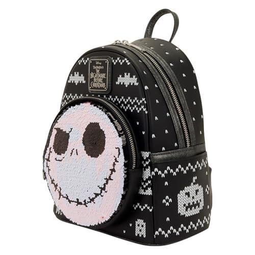 Loungefly Jack Skellington Reversible Sequins Mini Backpack - the Nigh, Black and Silver - Loungefly - Spirit Halloween