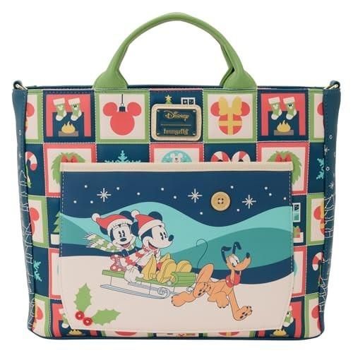 Loungefly Disney Mickey and Minnie Holiday Convertible Tote Bag