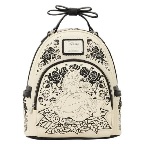 Loungefly Disney: Alice in Wonderland - Embroidered Floral Mini Backpack with 3D Bow - Great for Kids & Adults - Collectible Bags