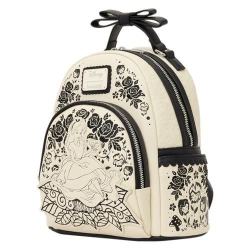 Loungefly Disney: Alice in Wonderland - Embroidered Floral Mini Backpack with 3D Bow - Great for Kids & Adults - Collectible Bags