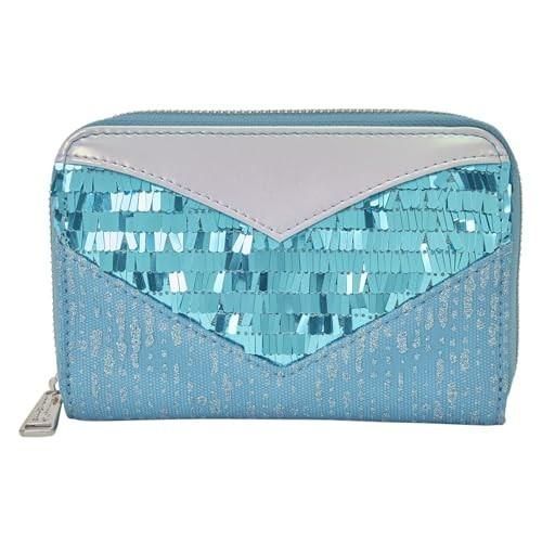 Womens Loungefly Elsa Glitter Sequin Zip Around Wallet
