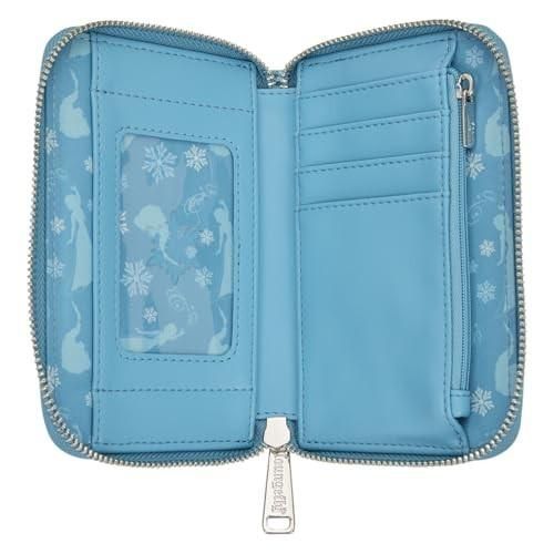 Womens Loungefly Elsa Glitter Sequin Zip Around Wallet