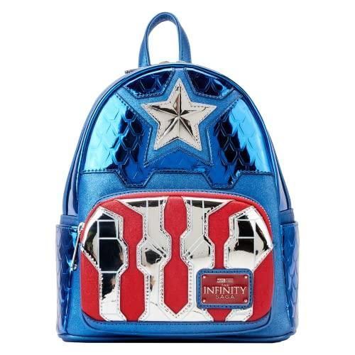 Loungefly Marvel Captain America Shine Cosplay Mini Backpack - Blue