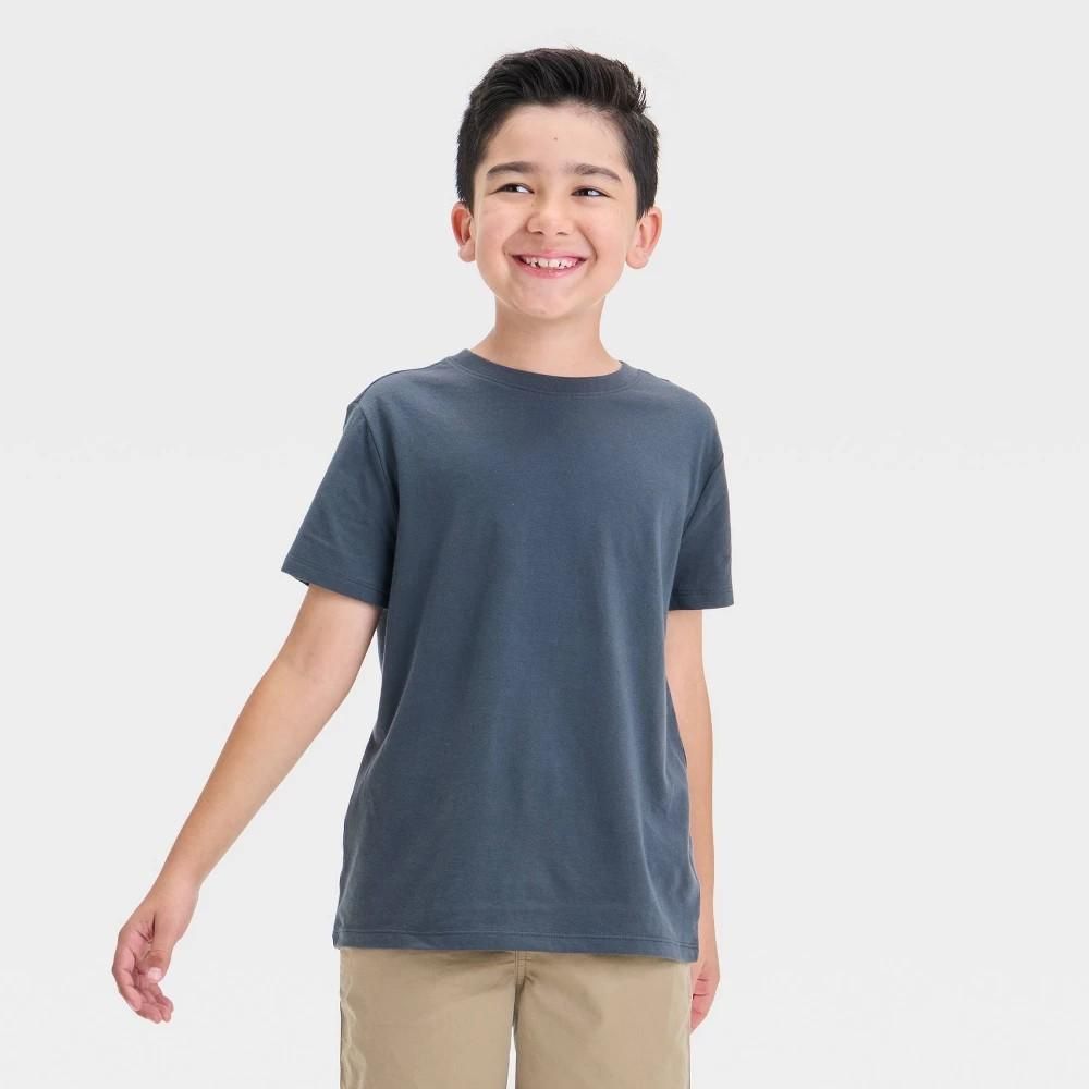 Boys' Short Sleeve T- L 10-12 Shirt - Cat & Jack™ Charcoal Gray L: Crew Neck, Pullover Style