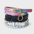 Girls' 3pk Rainbow Belt Set - Cat & Jack™ S: Adjustable Skinny Belts with Buckle Closure, Kids Apparel Accessories
