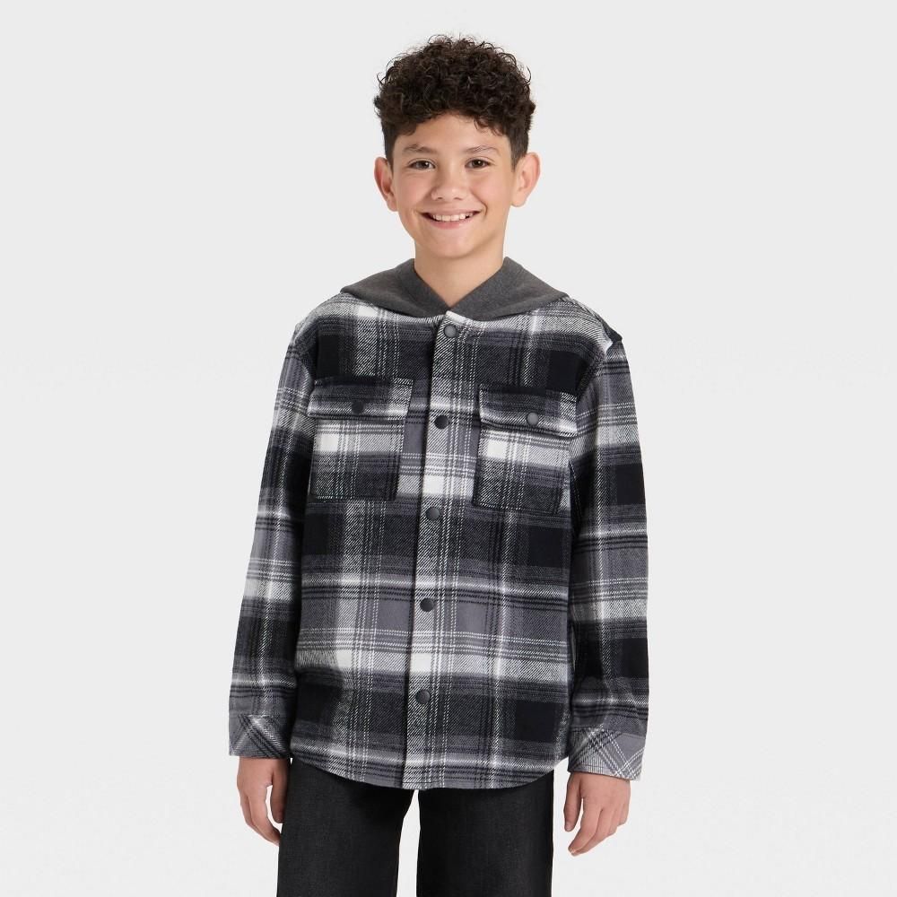 Boys' Hooded Shirt Jacket - Cat & Jack™ Black XS
