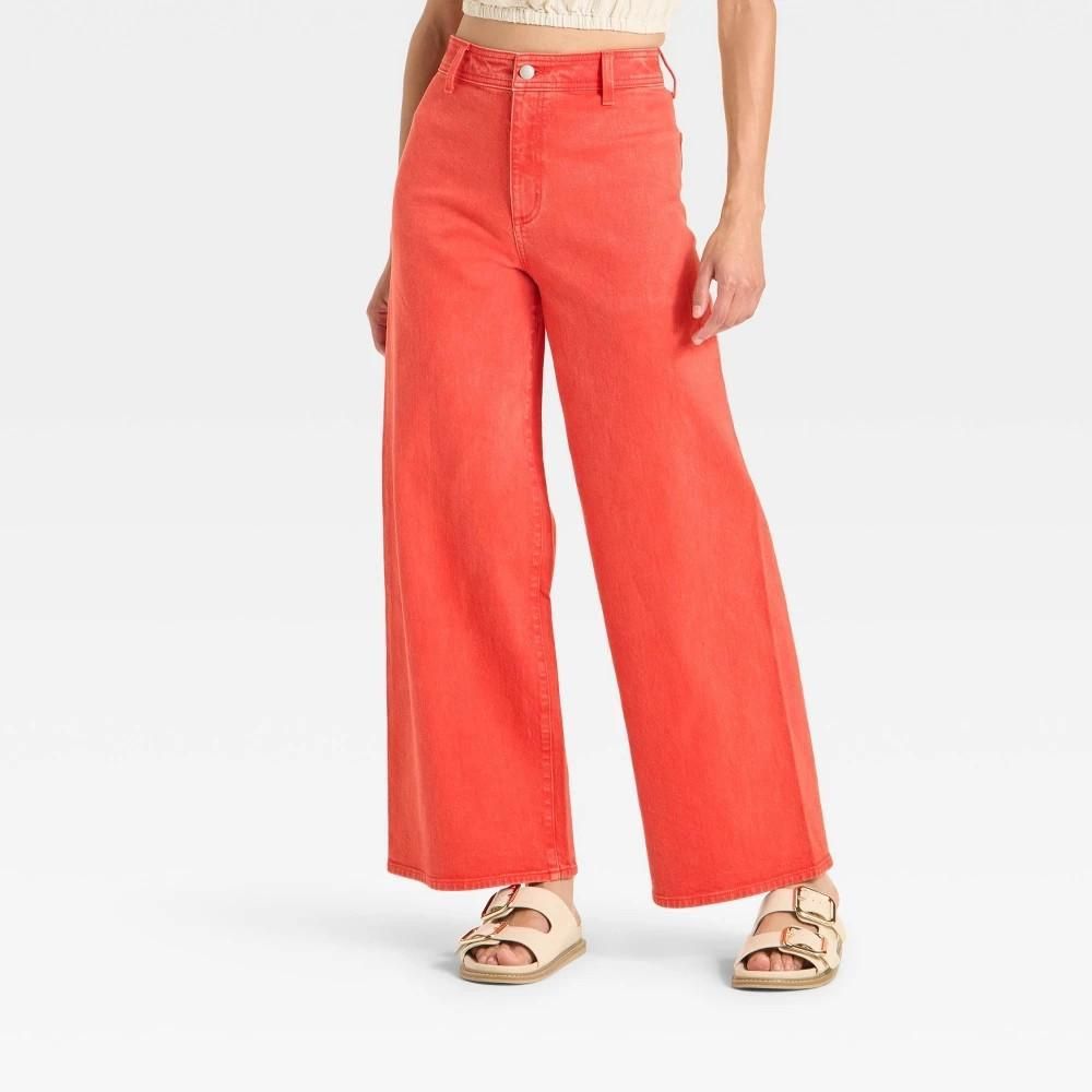 Women's High-Rise size 6 Sailor Wide Leg Ankle Jeans - Universal Thread™ Red 6