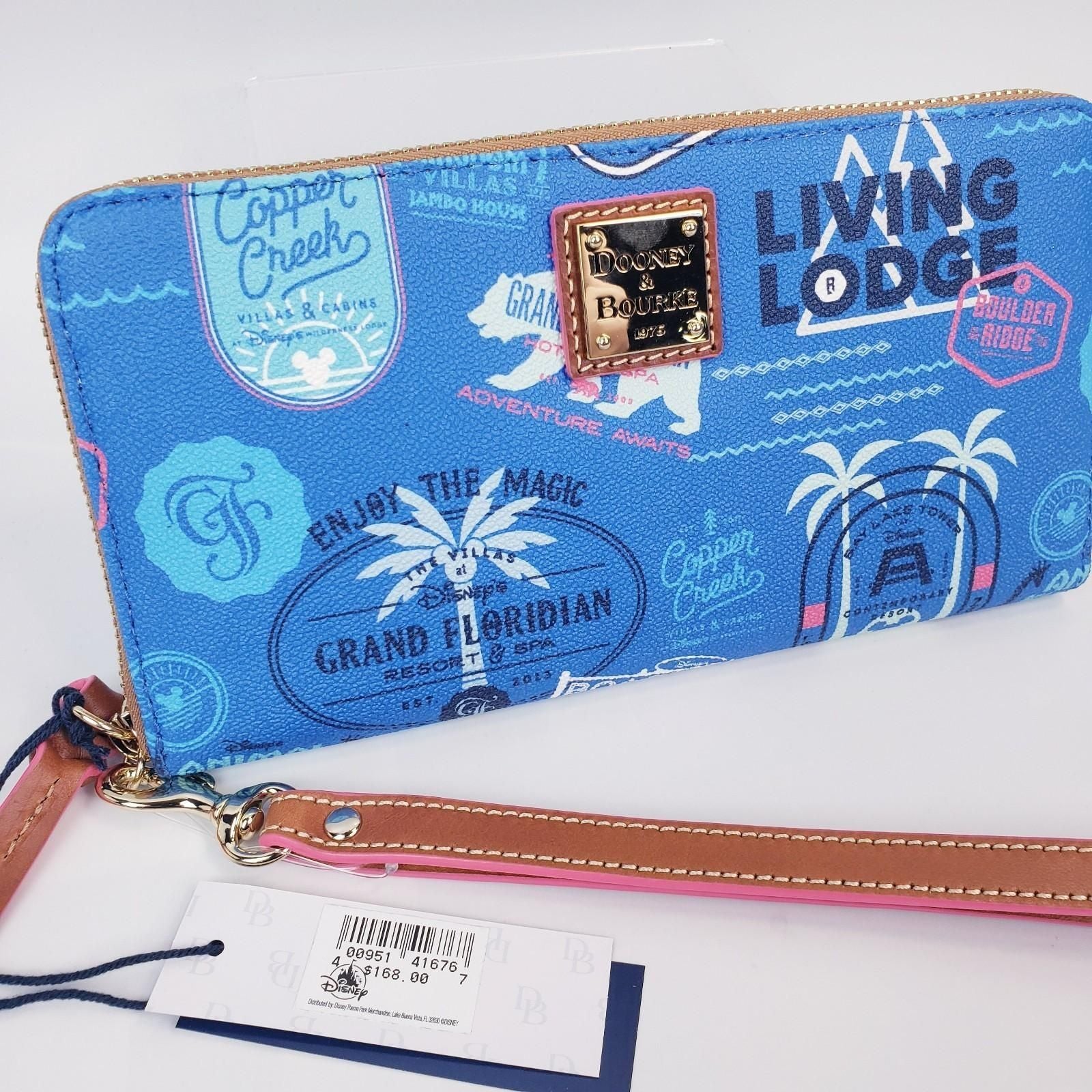 Dooney & Bourke Disney NWT Vacation Blue Large Zippered Club Wristlet Wallet NWT