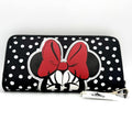 Loungefly NWT Disney Parks Minnie Mouse White Polka Dot Red Bow Zip Around Wallet