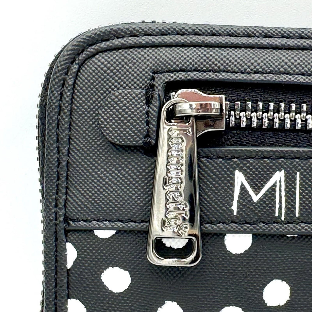 Loungefly NWT Disney Parks Minnie Mouse White Polka Dot Red Bow Zip Around Wallet