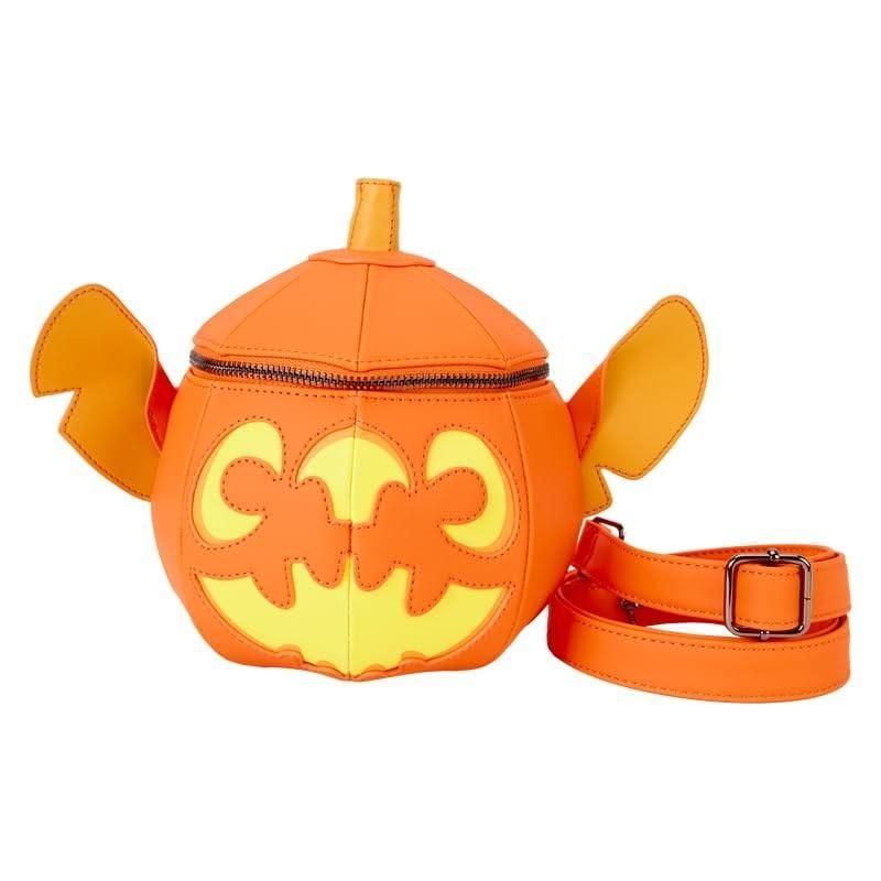 Loungefly Disney Stitch Pumpkin Head Figural Glow Crossbody Bag Multi