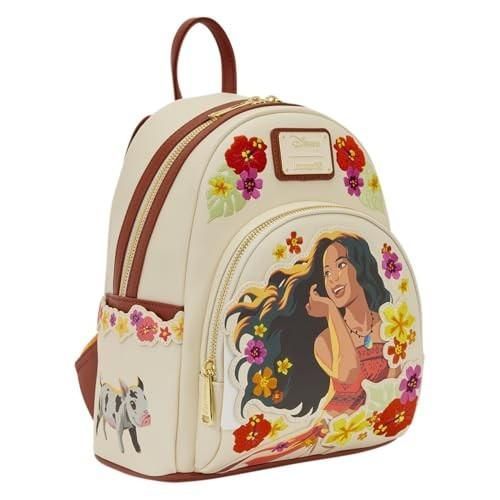 Loungefly Disney: Moana - Pua & Heihei - Floral Live Action - Mini Backpack with Large Compartments - Great for Kids & Adults - Collectible Bags