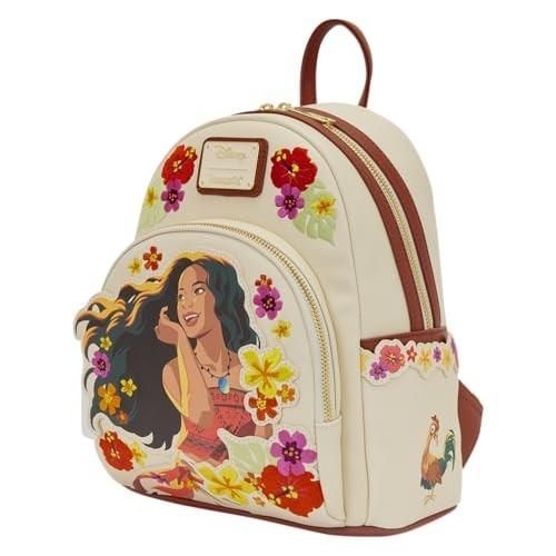 Loungefly Disney: Moana - Pua & Heihei - Floral Live Action - Mini Backpack with Large Compartments - Great for Kids & Adults - Collectible Bags