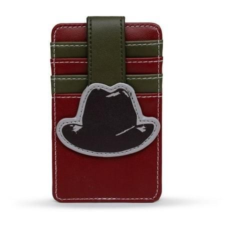 Warner Bros. Horror Movie Wallet  Character Wallet ID Card Holder  a Nightmare on Elm Street Freddy Hat Red Green  Vegan Leather