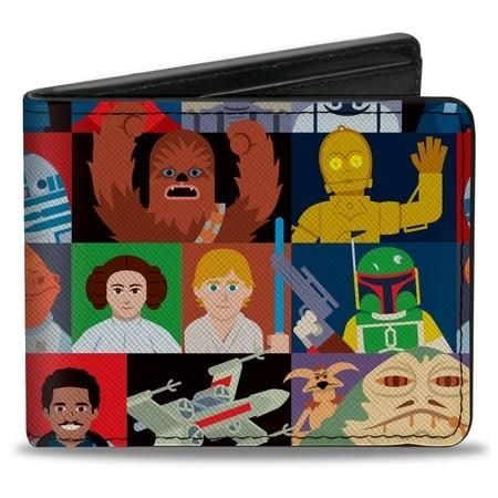 Star Wars Wallet  Bifold  Star Wars Classic Characters Pose Blocks  Vegan Leather