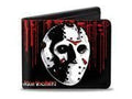 Warner Bros. Horror Movies Wallet  Bifold  Jason Voorhees Mask Friday the 13th Splatter Black Red White  Vegan Leather