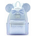 Disney Parks Loungefly Minnie Mouse Light Blue Sequined Mini Backpack New W Tag