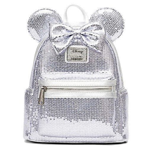 Loungefly EXCLUSIVE DROP: Disney Minnie Mouse Platinum Sequin Mini Backpack - 10/1/25