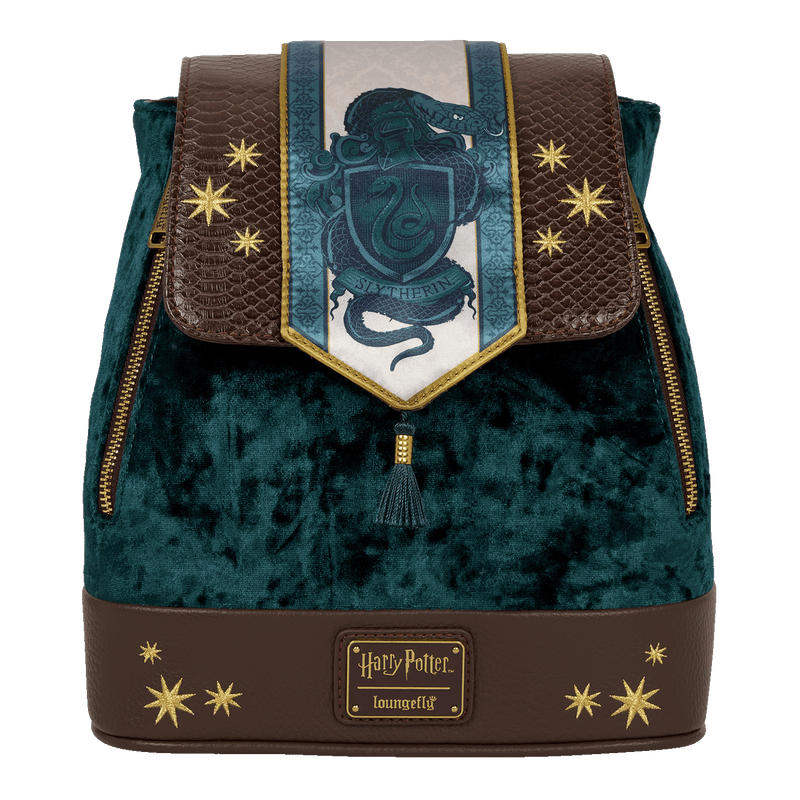 Loungefly Slytherin Banner Velvet Mini Backpack - Harry Potter